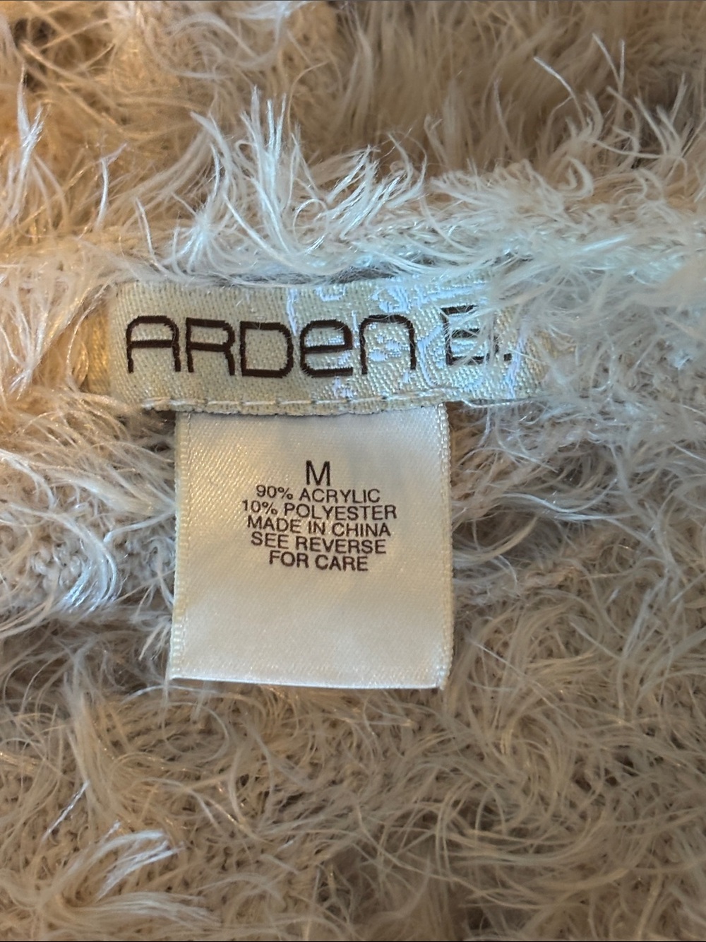 Arden B Cream Faux-Fur Textured Crew Neck Sweater - Picture 6 of 6